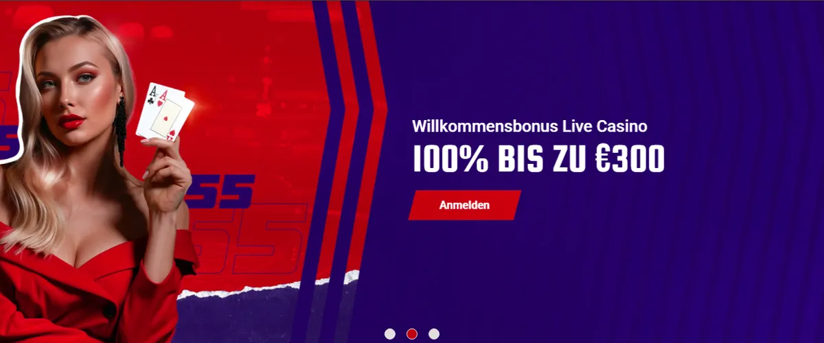 55BET — 100% up to €300